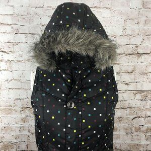 Burton Dry Ride Black Vest blue red white small square dots